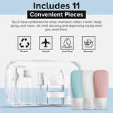 Travel Bottle Set - 11-Piece Portable Squeezable Bottles for Shampoo, Lotion, and Toiletries - Convenient Empty Kit for Stylish and Easy Travel (Multicolor2)