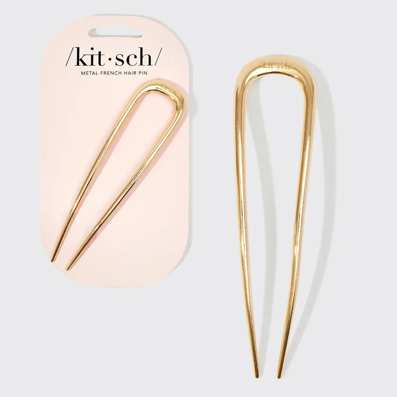 Metal French Hair Pin - Gold