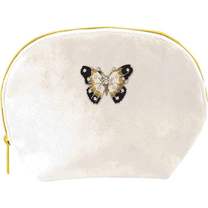 White Butterfly Velvet Brooch Bag