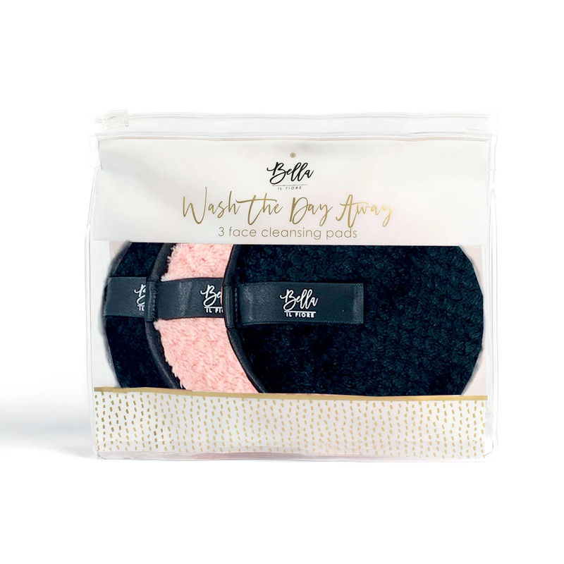 Wash the Day Away - 3 Piece Face Cleansing Pads, Black & Pink
